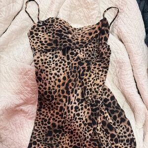 Topshop leopard print draped Chiffon Minidress